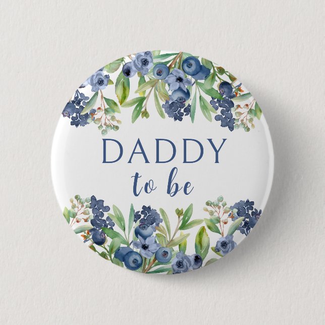 Pappa-blåbärs-babyfirande-knapp Knapp (Framsida)