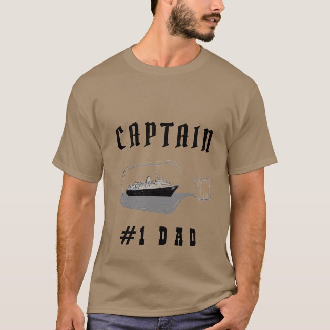Pappa Black Modern Far kapten Khaki  T Shirt (Framsida)