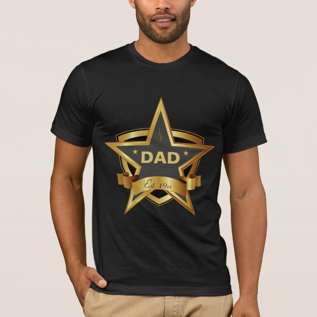 Pappa Black och Guld Star T-Shirt (Framsida)