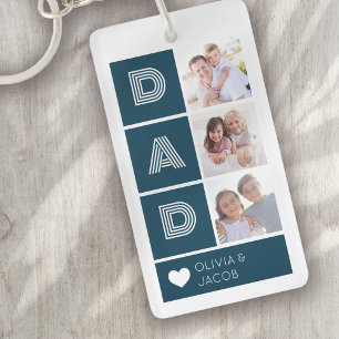 Pappa Blue Heart Photos Fars dag Nyckelring