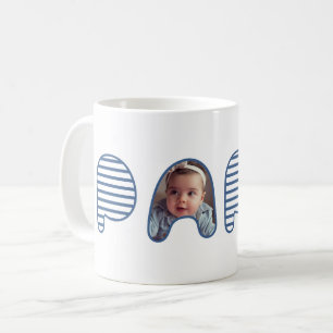 Pappa Blue Rand Bubble Lettering Photo Collage Kaffemugg