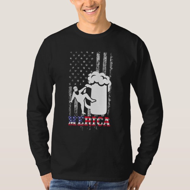 Pappa Bod Merica USA:s Flagga Party Drinking T Shirt (Framsida)