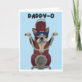 Pappa-Boston Terrier-Motorcyklist på motorcykel Kort