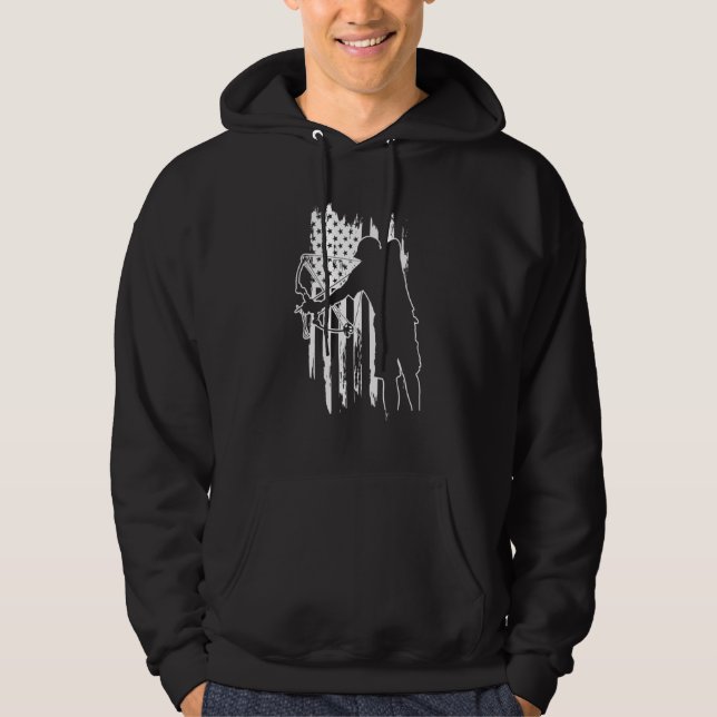 Pappa Bowfish Archer American Flagga Underbar Vint Hoodie (Framsida)
