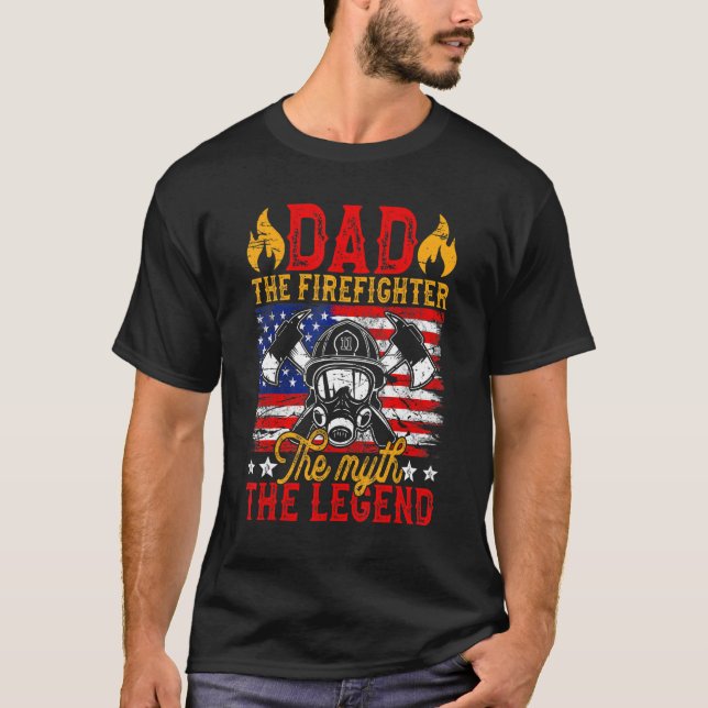 Pappa brandkämparen Myth the Legend American F T Shirt (Framsida)