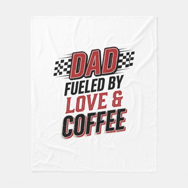 Pappa Bränsle av Kärlek och Kaffe Racing Tröja Des Fleecefilt (Framsidan)