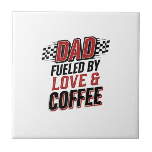 Pappa Bränsle av Kärlek och Kaffe Racing Tröja Des Kakelplatta