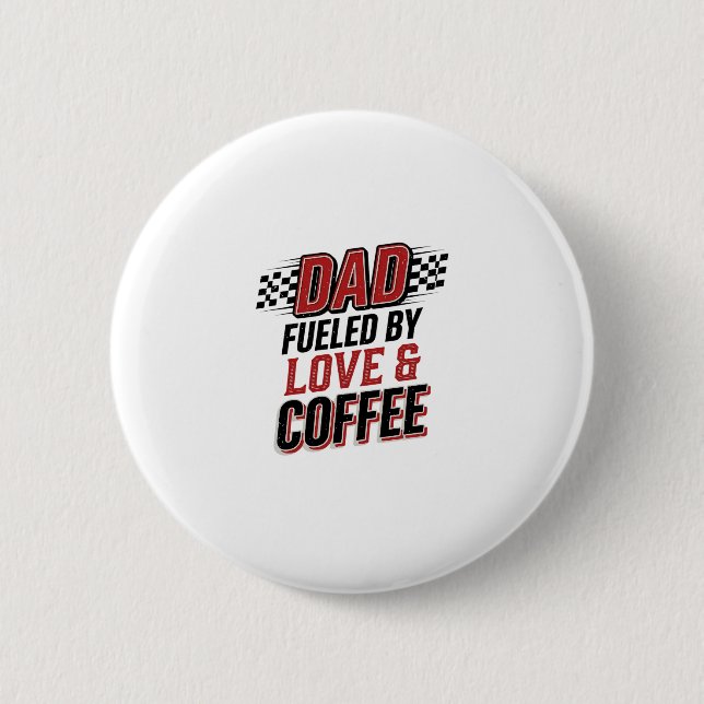 Pappa Bränsle av Kärlek och Kaffe Racing Tröja Des Knapp (Framsida)