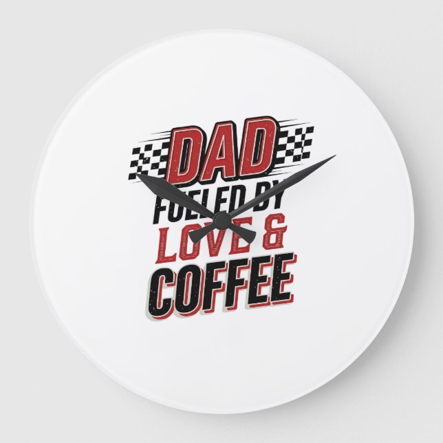 Pappa Bränsle av Kärlek och Kaffe Racing Tröja Des Stor Klocka (Framsida)