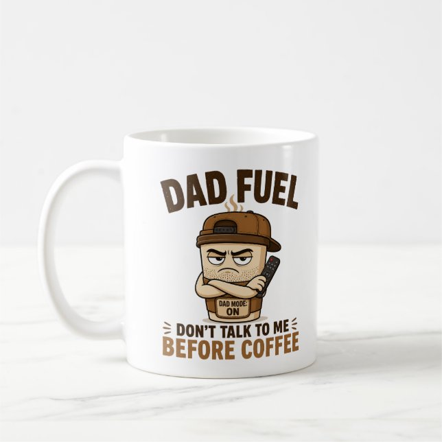 Pappa Bränsle Prata Inte Med Mig Innan Kaffe Rolig Kaffemugg (Vänster)