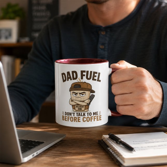 Pappa Bränsle Tala Inte Innan Kaffe Burgunder Mugg (Skapare uppladdad)