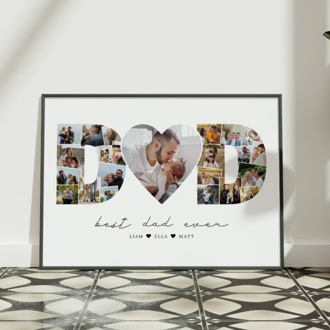 Pappa Brev Cutout 23 Photo Collage Gift for Pappor Poster (Skapare uppladdad)