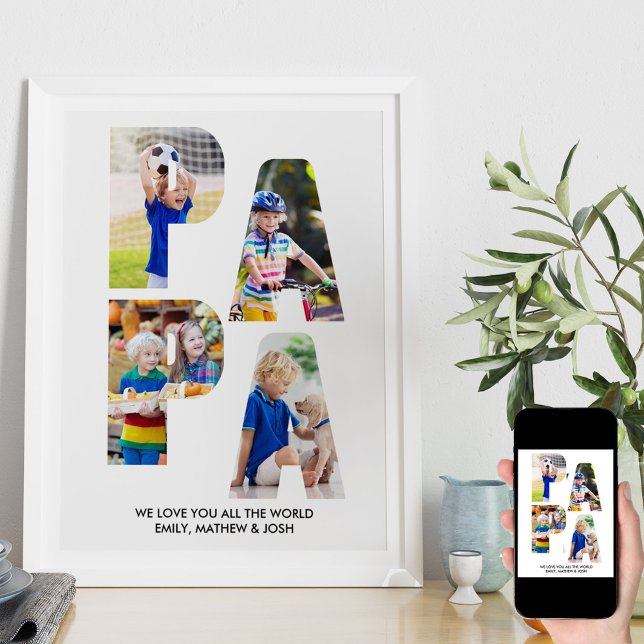 PAPPA Brev Cutout Photo Collage Barnbarn Namn Poster (Skapare uppladdad)