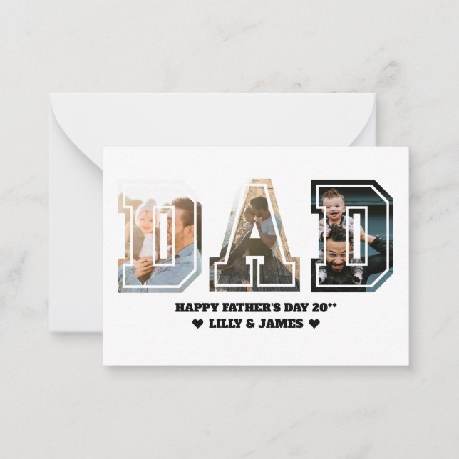 PAPPA Brev Cutout Photo Collage Fars dag Anteckningskort (Framsida)