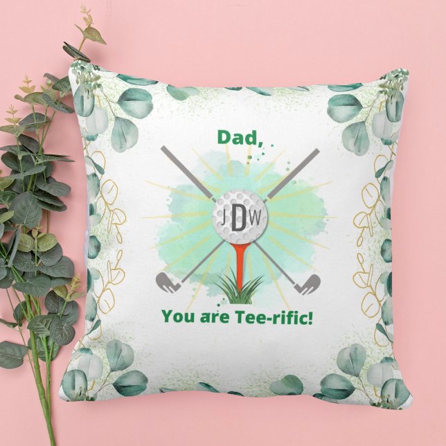 Pappa | Broderad golfboll och tee-kudde Kudde (Skapare uppladdad)