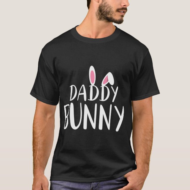 Pappa Bunny Påsk Gravid Mamma Matching par T Shirt (Framsida)