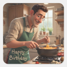 Pappa: Chef Birthday Fyrkantigt Klistermärke