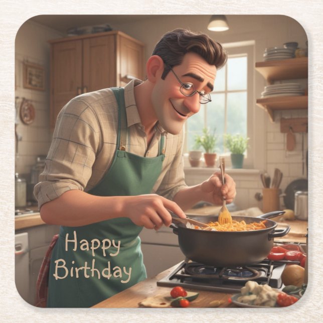 Pappa: Chef Birthday Underlägg Papper Kvadrat (Framsidan)