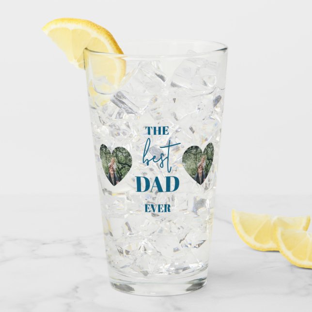 Pappa & Child Photo - Heart Ram Best Pappa någonsi Glaskopp (Framsida Ice)