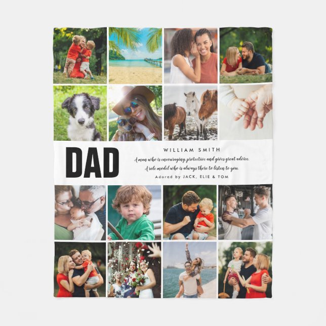 Pappa Citat16 Fotokollage Modern typografi Fleecefilt (Framsidan)