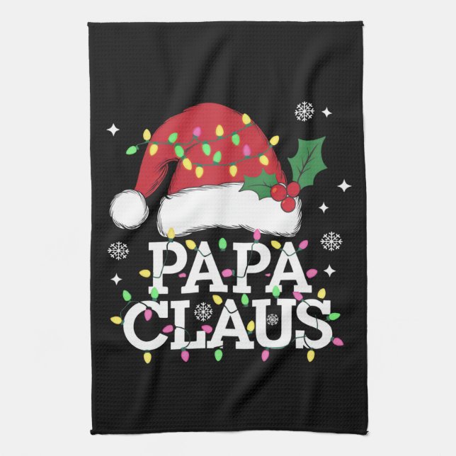 Pappa Claus jul - matchning av Ljus Pajama-familje Kökshandduk (Vertikal)