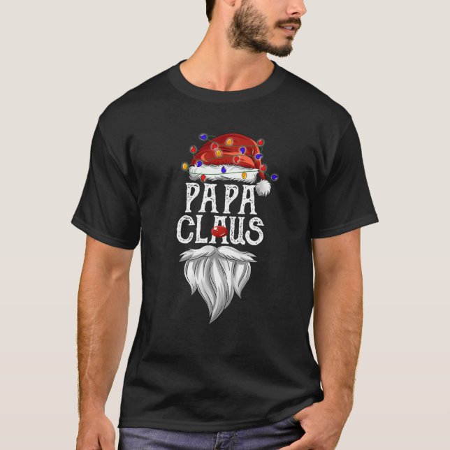 Pappa Claus Santa Hat jul Ljus Best Pappa Ev T Shirt (Framsida)