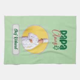 Pappa Clause Chef Personlig Photo and Namn Gift Kökshandduk