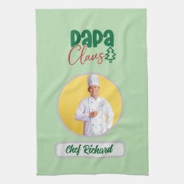 Pappa Clause Chef Personlig Photo and Namn Gift Kökshandduk