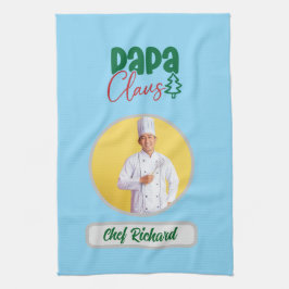 Pappa Clause Chef Personlig Photo and Namn Gift Kökshandduk
