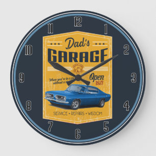 Pappa Cuda Garage Large Clock Stor Klocka
