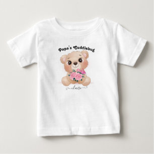 Pappa Cuddlebug med Baby Namn Cute Brown Bear T Shirt