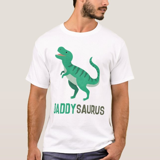 Pappa Cute Grönt Dinosaur T-Rex Far T Shirt (Framsida)