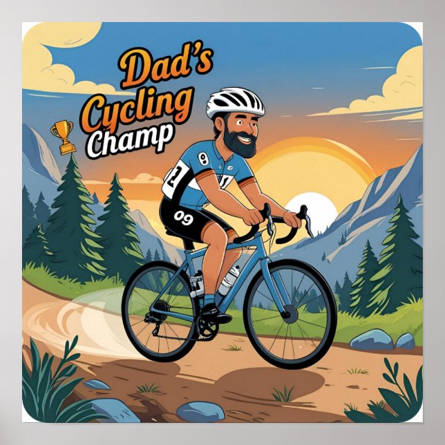 Pappa Cycling Champ Digital Poster Skriv ut (Framsidan)