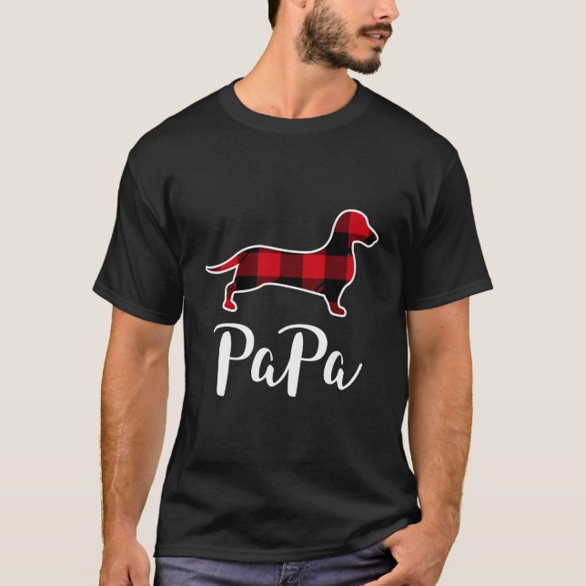 Pappa Dachshund jul Pajama Långärmad Shirt T Shirt (Framsida)