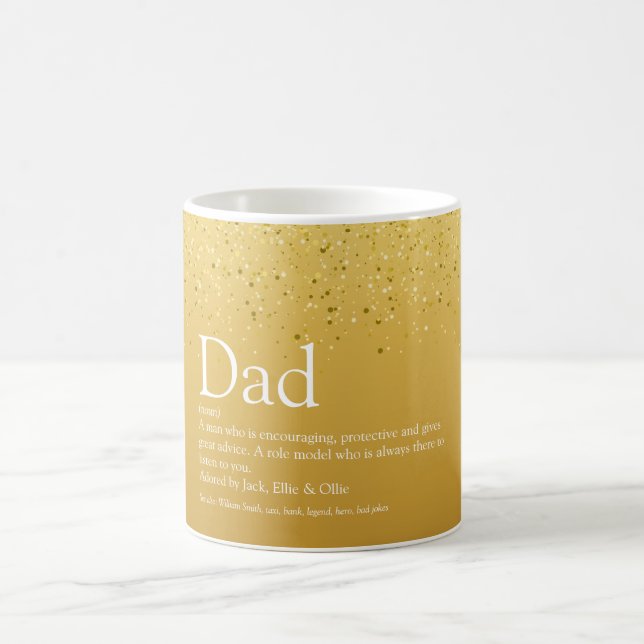 Pappa, Daddy, Fader Definition Guld Glitter Kaffemugg (Center)
