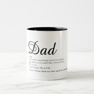 Pappa, Daddy, Fader Definition Skript Roligt Två-Tonad Mugg