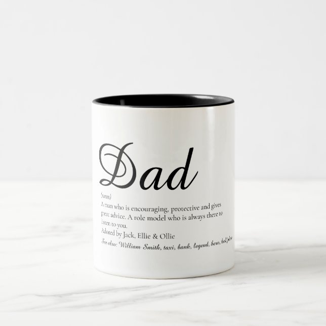 Pappa, Daddy, Fader Definition Skript Roligt Två-Tonad Mugg (Center)