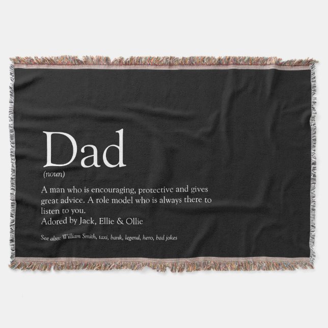 Pappa, Daddy, Fader Definition Svart och Vit Filt (Framsidan)
