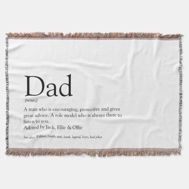Pappa, Daddy, Far Definition Svart och Vit Filt (Framsidan)
