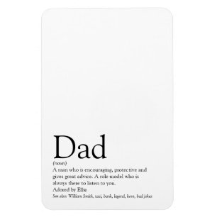 Pappa, Daddy, Far Definition Svart och Vit Magnet
