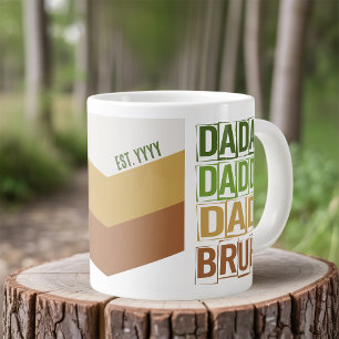 Pappa Daddy Pappa Bror Anpassad Modern Grön Tan Jumbo Mugg