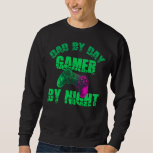 Pappa Dag Gamer Natt Roligt Lång Ärmad Tröja
