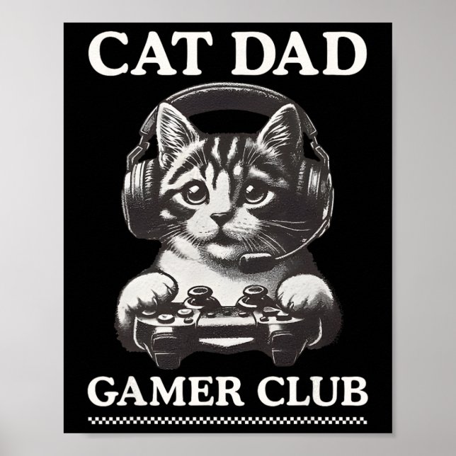 Pappa datorspels klubb videospel spelande katt spe poster (Framsidan)