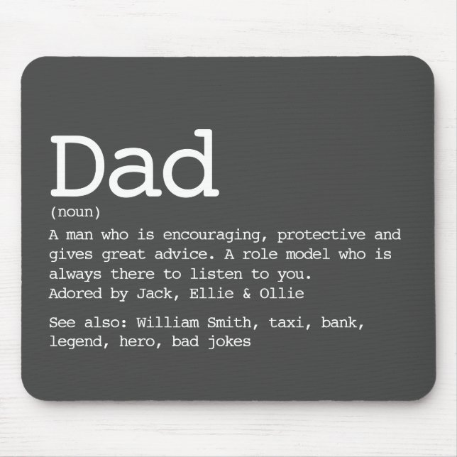 Pappa Definition Fars dag Modern Grått Musmatta (Framsidan)