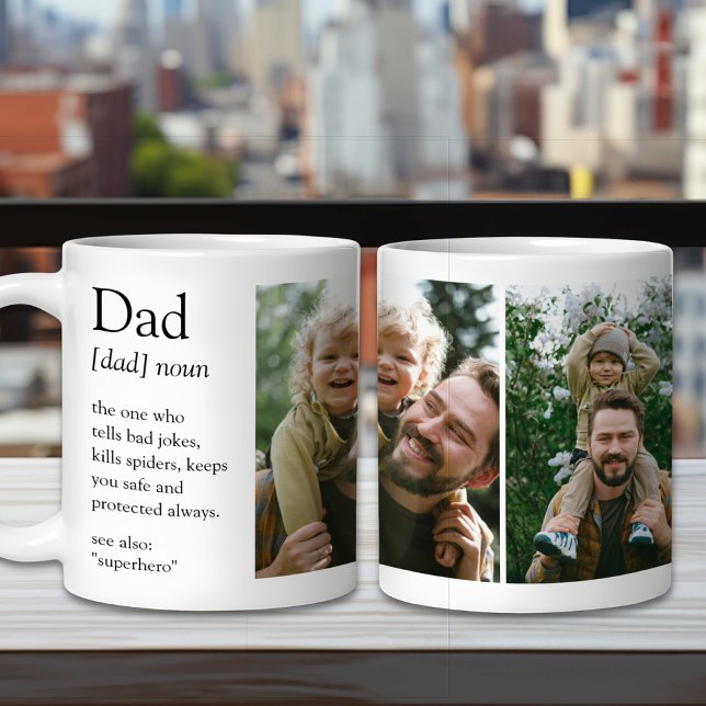Pappa Definition Funny och Heartfilt Family Photo Kaffemugg (Skapare uppladdad)