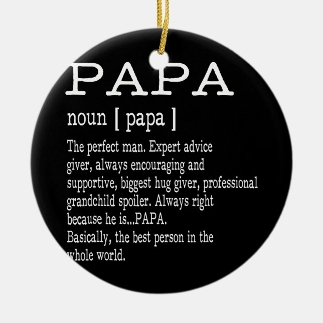 Pappa Definition Grandpa Fars dag Manar Julgransprydnad Keramik (Framsidan)