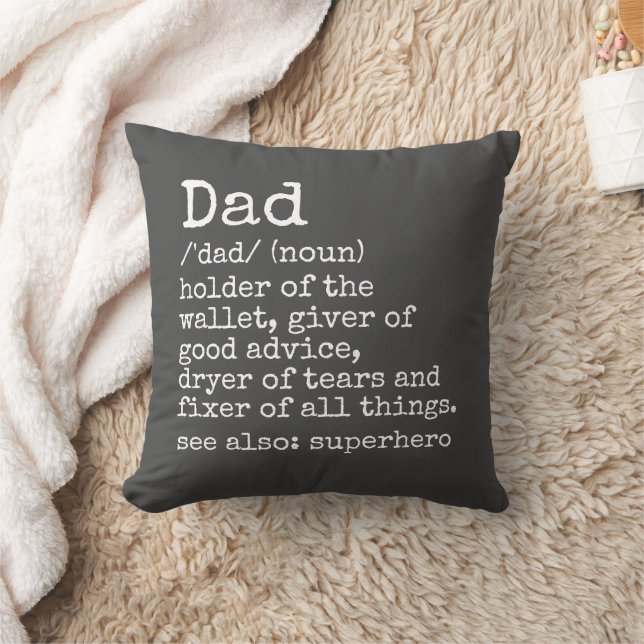 Pappa Definition Grått Fars dag Gift Pillow Kudde (Filt)