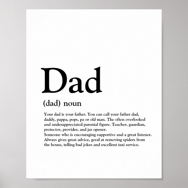 Pappa, definition, modern, typografi poster (Framsidan)