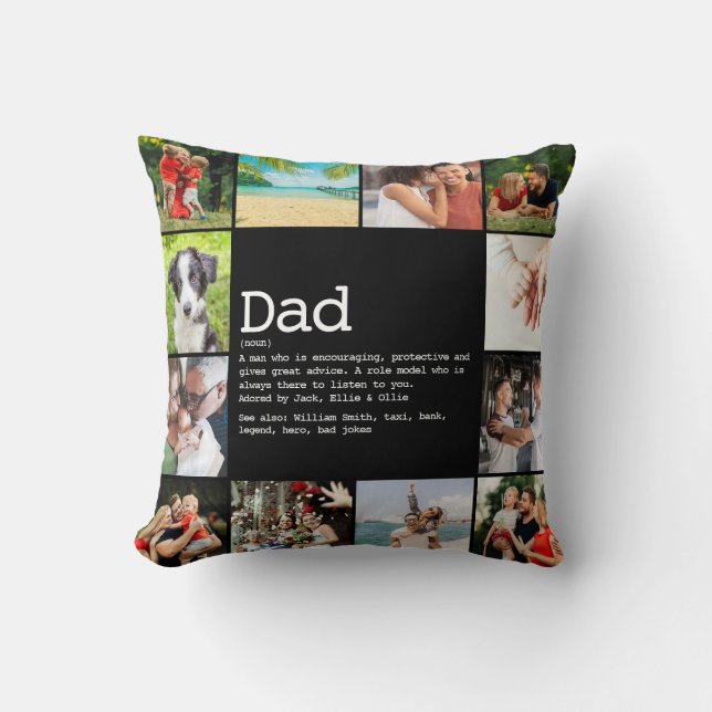 Pappa Definition Photo Collage Fars dag Kudde (Framsida)