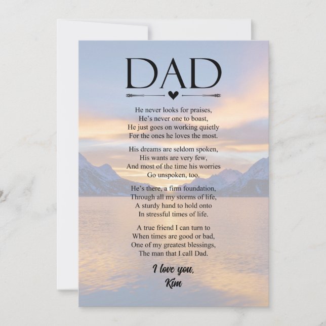 Pappa dikt Fars dag Personlig höstkort Julkort (Framsida)
